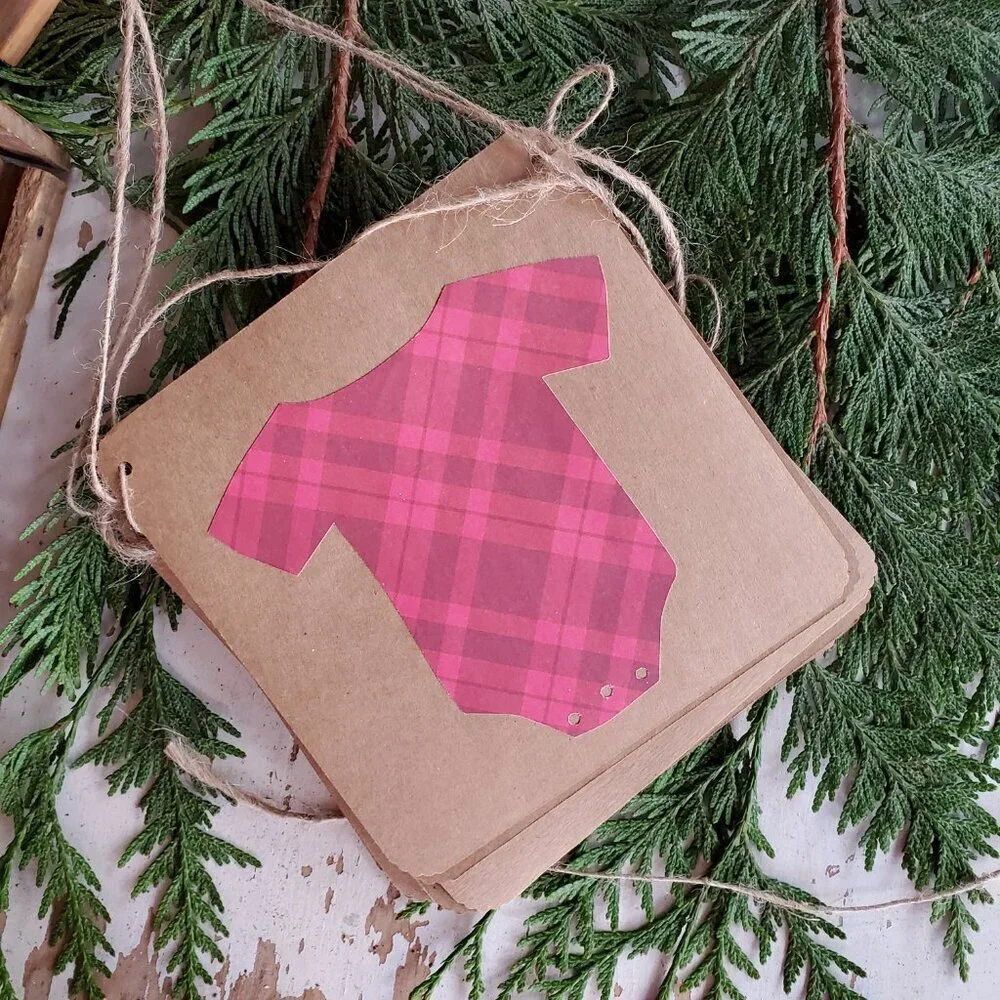 Plaid and Green Onesie Holiday Banner Set